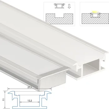 LED páska Nášlapný hliníkový profil BR, 27x11 mm, včetně mléčného difuzoru, 2 m