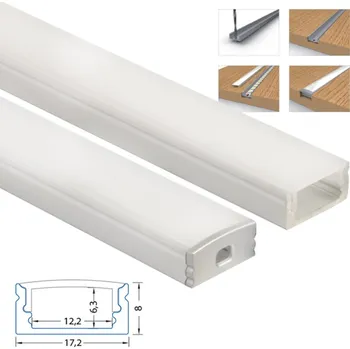 LED páska Přisazený hliníkový profil PQ, 17x8 mm, včetně mléčného difuzoru, 3 m