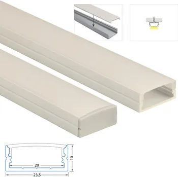 LED osvětlení Přisazený hliníkový profil PF, 24x10 mm, včetně mléčného difuzoru, 2 m