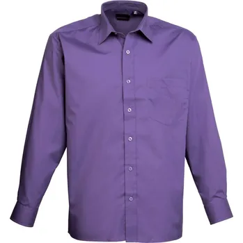 Pánská košile Premier Košile PR200, popelínová, dlouhý rukáv COT3902003500r-purple 48 Purpurová
