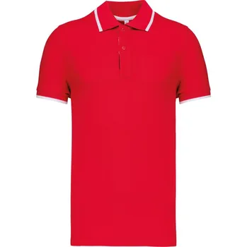 Pánské tričko Kariban Polokošile Kariban K245, kontrastní, krátký rukáv, pánská COT20K24588201-red/white/n S Červená/bílá/navy