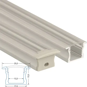 LED páska Vestavný hliníkový profil VT, 23x15 mm, včetně čirého difuzoru, 2 m