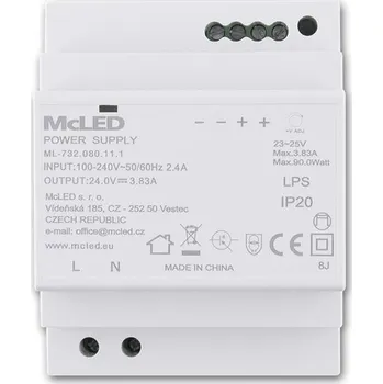 spínaný zdroj Napájecí zdroj 90W, DC24V/3,83A, IP20, na DIN lištu