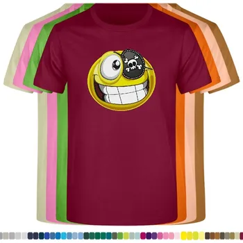 detske-levne-bavlnene-tricko-potisk-smajlik-pirat Barva: Burgundy - vínová, velikost: 128