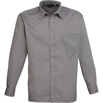 Pánská košile Premier Košile PR200, popelínová, dlouhý rukáv COT3902006700k-dark grey 42 Šedá tmavá