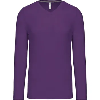 pracovní tričko Kariban Tričko K358 s výstřihem do V, dlouhý rukáv, pánské COT20K35835013-purple 3XL Purpurová
