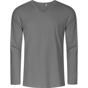 pracovní tričko Promodoro Tričko Promodoro 1460 s výstřihem do V , dlouhý rukáv, pánské COT40146065004-steel grey XL Šedá ocelová