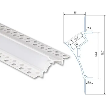 LED páska Vestavný hliníkový profil AP bílý pro sádrokarton, 35x96mm, včetně černého difuzoru 1m