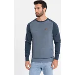 Ombre Clothing Zajímavý tmavě modrý svetr se vzorem V1 SWSW-0121