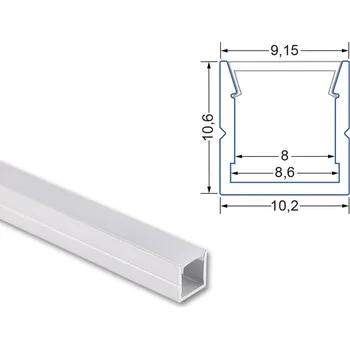 LED páska Přisazený hliníkový profil PW 11x11mm, včetně mléčného difuzoru 2m