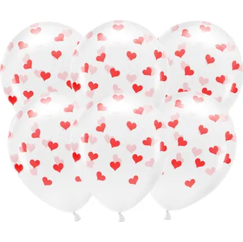 Balónek Latexové balónky průhledné se srdíčky 30 cm 6 ks