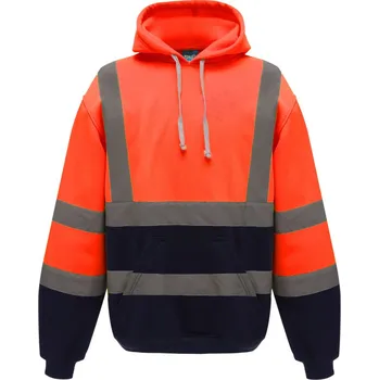 pracovní mikina Yoko Mikina HVK05 Hi-Vis s kapucí, výstražná COT79VK05zw404-hi vis oran XL Oranžová fluorescent/navy