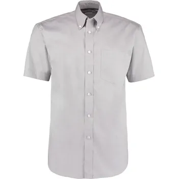 Pánská košile Kustom Kit Košile KK 109 Oxford, krátký rukáv, pánská COT430109089jd-silver grey Šedá stříbrně 14,5