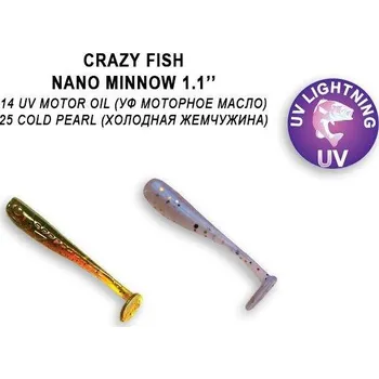 Umělá nástraha Gumová nástraha Crazy Fish Nano Minnow 2,7cm 14 UV Motor oil/25 Cold pearl - oliheň (16ks)