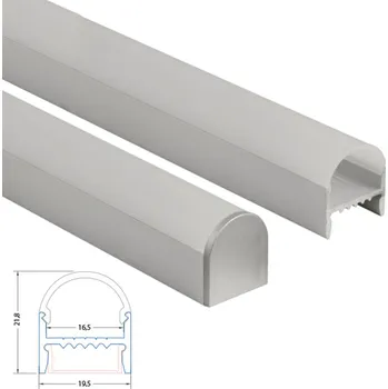 LED páska Přisazený hliníkový profil PD se skrytými sponami, včetně matného difuzoru, 2 m