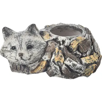 Biokrb InDecor Keramický obal na květináč liška Ebi, 34 x 25 x 17 cm, šedá