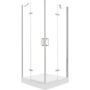 Novoterm Čtvercový sprchový kout NV-Flow 80x80 chrom/transparent + vanička