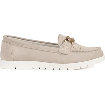 Dámské mokasíny Kožené béžové mokasíny s řetízkem GD-XF-93BE Velikost: 39