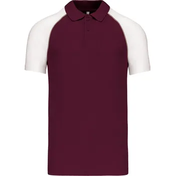 Pánská móda Kariban Polokošile Kariban K226, baseballová, krátký rukáv COT20K226a0703-bordeaux/li L Bordó