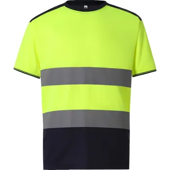 pracovní tričko Yoko Tričko HVJ400, Hi-Vis, výstražné, krátký rukáv COT79J400zw704-hi vis yell XL Žlutá fluorescent/navy