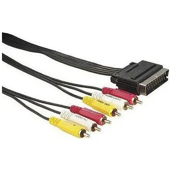 Audio kabel Video kabel SCART samec - 6x CINCH samec, 5m, černý, DOPRODEJ