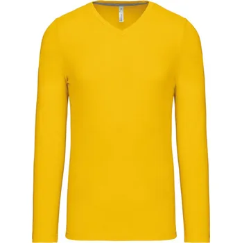 pracovní tričko Kariban Tričko K358 s výstřihem do V, dlouhý rukáv, pánské COT20K35820001-yellow S Žlutá