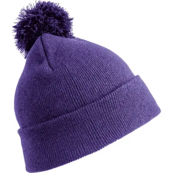 Pracovní přilba Result Headwear Čepice s bambulí RC 028X, pletená COT28028X35099-purple Purpurová UNI
