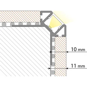 LED páska Hliníkový profil pro obklady a dlažbu černý DS, 39x27mm, vč. mléčného difuzoru, 2m