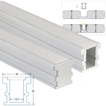 LED páska Nášlapný hliníkový profil BV, 26x26 mm, včetně matného difuzoru, 2 m
