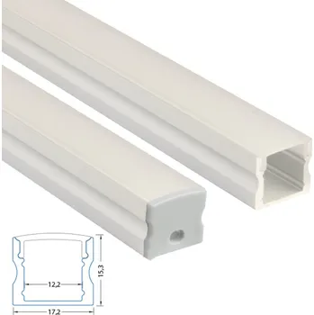 LED páska Přisazený hliníkový profil PS, 17x15 mm, včetně matného difuzoru, 1 m