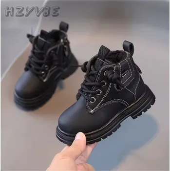 Dětská treková obuv Zimní kotníčkové boty s kožíškem pro kluky v černé nebo khaki barvě Barva: Černá, Velikost EUR: 30