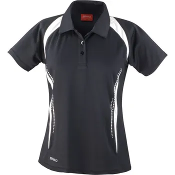 Pánské oblečení Spiro Polokošile S177F, týmové, krátký rukáv, dámské COT29177F98001-black/white S Černá/bílá