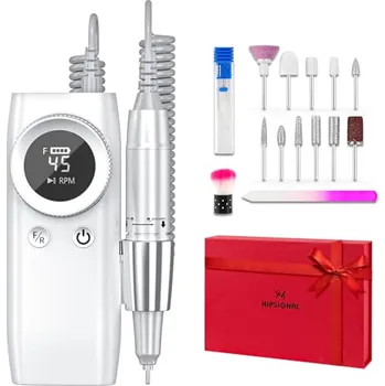 Profesionální elektrická vrtačka na nehty, Hipsignal 45000 otáček za minutu, pilník na akrylové a gelové nehty, dobíjecí přenosn X001UMS7WN