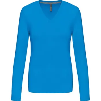 pracovní tričko Kariban Tričko K382 s výstřihem do V, dlouhý rukáv, dámské COT20K38234804-light royal XL Modrá královská světlá