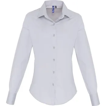 Pánská košile Premier Košile PR 344, popelínová, dlouhý rukáv, dámská COT39034464005-silver 2XL Stříbrná