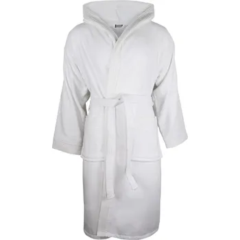 Opasek The One Towelling Župan s kapucí Velour Bathrobe COT48104300136-white Bílá 2XL-3XL