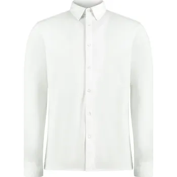 Pánská košile Kustom Kit Košile Superwash KK 143 piqué, dlouhý rukáv COT43014300113-white 3XL Bílá