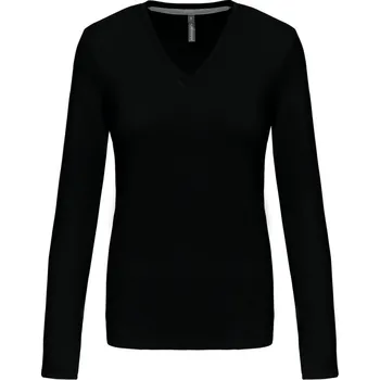 pracovní tričko Kariban Tričko K382 s výstřihem do V, dlouhý rukáv, dámské COT20K38200203-black L Černá