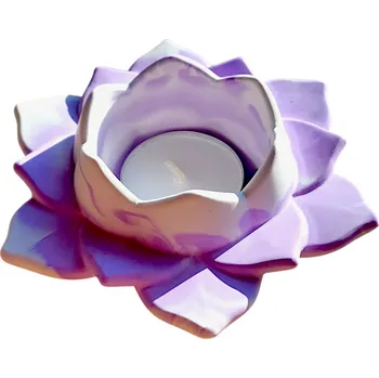 Svícen Svícen na čajovou svíčku Lotus 7. čakra fialová