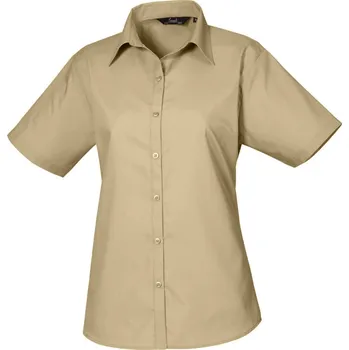 Pánská košile Premier Košile PR 302, popelínová, krátký rukáv, dámská COT3903025552f-khaki XL Khaki