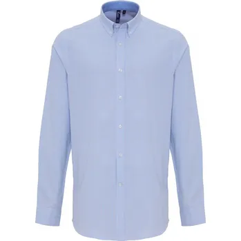 Pánská košile Premier Košile Oxford PR238, pruhovaná, dlouhý rukáv COT390238v6302-white/oxfor M Bílá/modrá