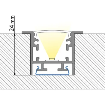 LED páska Vestavný hliníkový profil VF černý 35x25mm, včetně mléčného difuzoru, 2m