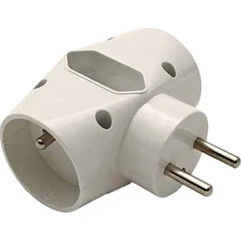 Elektrická zásuvka Rozbočovací zásuvka 240V, CEE7 (vidlice) - zásuvka 3x, 0.1m, 2x typ E,1x typ C, bílá, 3 zá