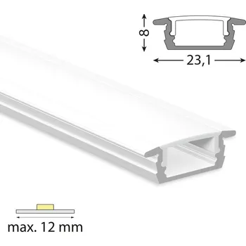 LED páska Vestavný hliníkový profil VP, 23x8 mm bílý včetně mléčného difuzoru, 3 m