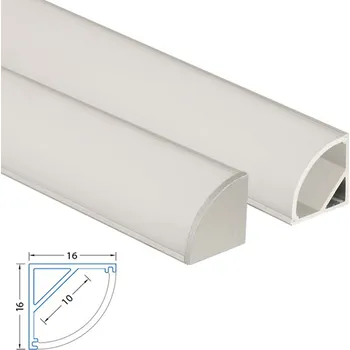 LED páska Rohový hliníkový profil RS, 16x16 mm, včetně matného difuzoru, 1 m