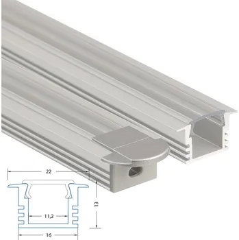 LED páska Vestavný hliníkový profil VL, 22x13 mm, včetně čirého difuzoru, 2 m