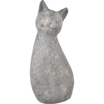 Zahradní dekorace InDecor Keramická Kočka Meg šedá, 33 x 26 x 83 cm