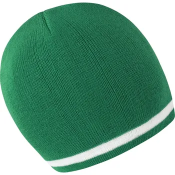 Pracovní přilba Result Headwear Čepice R 368X s kontrastními pruhy, pletená COT28368Xy9199-emerald/whi UNI Smaragdová/bílá