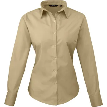 Pánská košile Premier Košile PR 300, popelínová, dlouhý rukáv, dámská COT3903005552i-khaki Khaki 4XL