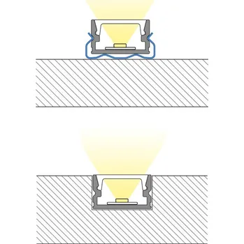 LED páska Přisazený hliníkový profil PM černý 12x7mm, včetně černého difuzoru, 1m